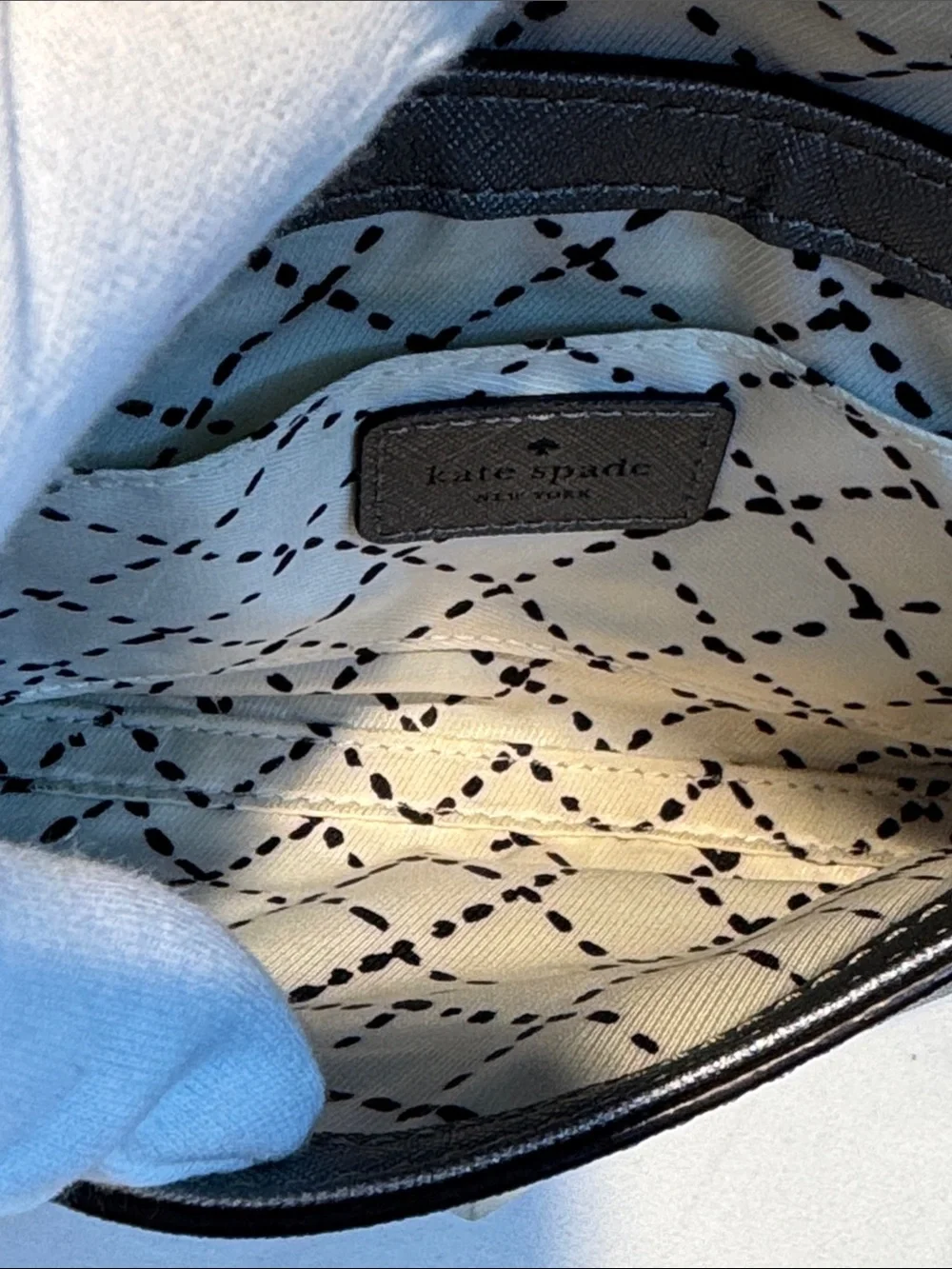 kate spade Metallic Silver Saffiano Leather Crossbody Bag